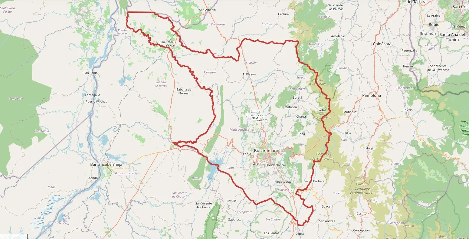 Vista del mapa del geovisor CDMB